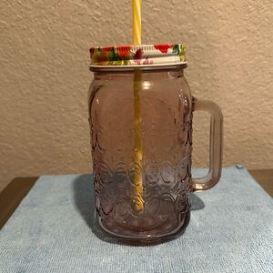 Pioneer Woman Purple Glass Mason Jar with Floral Lid